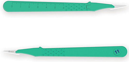 BISTURI MONOUSO E STERILE NUMERO 11. LAMA IN ACCIAIO INOX SALDATA ALL'INTERNO DI UN MANICO IN ABS LEGGERO ED ERGONOMICO. ASSICURANO AFFILATURA E UN PERFETTO CONTROLLO DEL TAGLIO - farmacia187.it