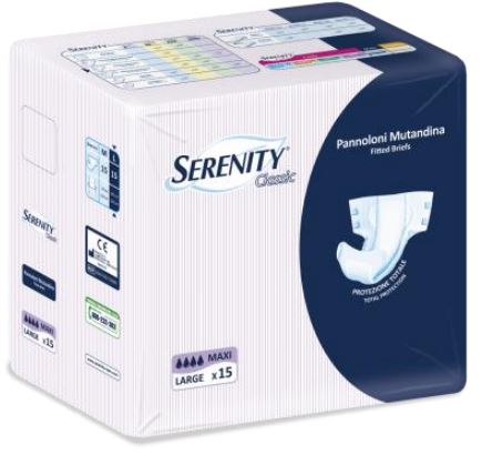 PANNOLONE PER INCONTINENZA A MUTANDINA SERENITY CLASSIC FORMATO MAXI TAGLIA LARGE 15 PEZZI - farmacia187.it