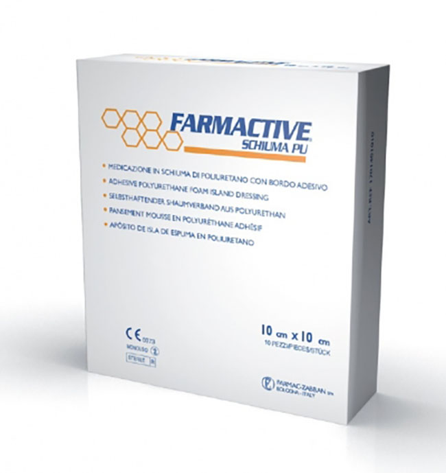 CEROTTO FARMACTIVE SCHIUMA IN POLIURETANO 10X10 CM 10 PEZZI - farmacia187.it
