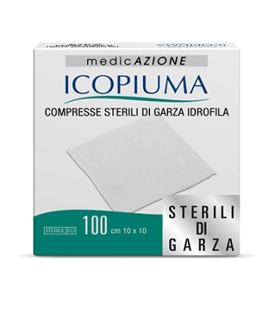ICOPIUMA GARZA COMPRESSA IDROFILA 10X10CM 100 PEZZI - farmacia187.it
