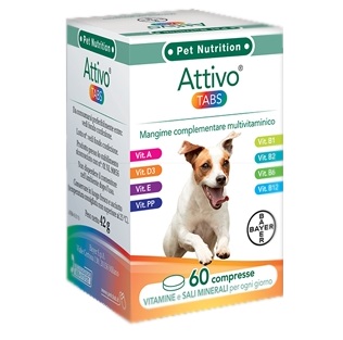 ATTIVO TABS ASTUCCIO DA 60 COMPRESSE ALTAMENTE APPETIBILI - farmacia187.it