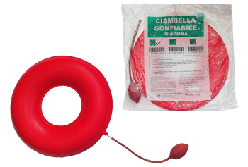 CIAMBELLA GONFIABILE PER INVALIDI IN GOMMA ROSSA TEAM DELUXE CON POMPA 40CM DIAMETRO - farmacia187.it