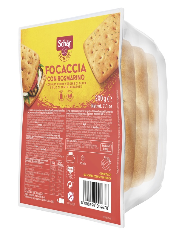 SCHAR FOCACCIA CON ROSMARINO SENZA LATTOSIO 200 G - farmacia187.it