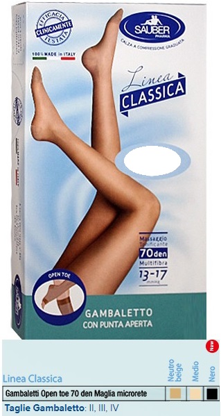 SAUBER GAMBALETTO OPEN TOE MAGLIA MICRORETE 70 DEN COLORE NEUTRO BEIGE TAGLIA 2 LINEA CLASSICA - farmacia187.it