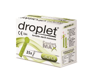 LANCETTE PUNGIDITO DROPLET COMFORT MAX GAUGE 33 25 PEZZI - farmacia187.it