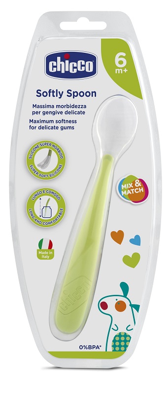CHICCO CUCCHIAIO MORBIDO SILICONE 6M+ VERDE UP - farmacia187.it