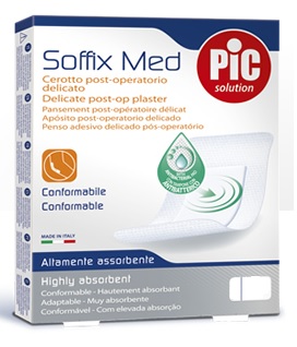 CEROTTO PIC SOFFIX MED IN TNT CON TAMPONE CENTRALE ASSORBENTE STERILE MONOUSO STERILE 25X10 CM ANTIBATTERICO 3 PEZZI - farmacia187.it
