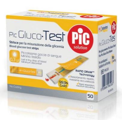 STRISCE MISURAZIONE GLICEMIA PIC GLUCOTEST 50 PEZZI - farmacia187.it