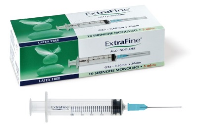 SIRINGA EXTRAFINE 5 ML GAUGE 23 0,60X30MM 10 PEZZI - farmacia187.it