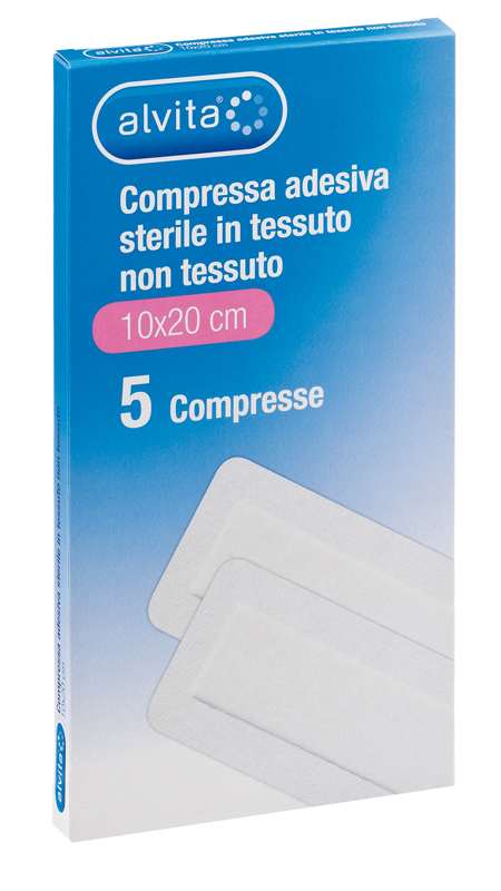 ALVITA GARZA COMPRESSA AUTOADESIVA IN TNT 10X20CM 5 PEZZI - farmacia187.it