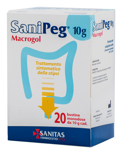 SANIPEG MACROGOL POLVERE PER SOLUZIONE ORALE 20 BUSTE DA 10 G - farmacia187.it