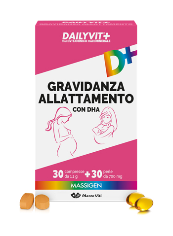 MASSIGEN GRAVIDANZA ALLATTAMENTO CON ACIDO FOLICO MULTIVITAMINICO E MULTIMINERALE 30 COMPRESSE RIVESTITE DA 1,1 G + 30 PERLE DA 700 MG - farmacia187.it