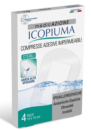 ICOPIUMA GARZA COMPRESSA MEDICATA POSTOPERATORIA 10X15 CM 4 PEZZI - farmacia187.it