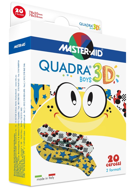 CEROTTO MASTER-AID QUADRA 3D BOYS 20 PEZZI ASSORTITI - farmacia187.it