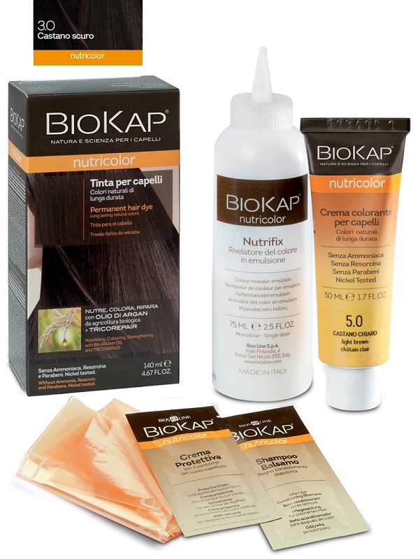 BIOKAP NUTRICOLOR 3,0 NEW CASTANO SCURO TINTA TUBO + FLACONE - farmacia187.it