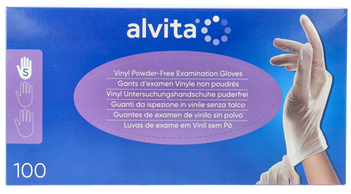 GUANTI DA ISPEZIONE ALVITA IN VINILE SENZA TALCO S 100 PEZZI - farmacia187.it