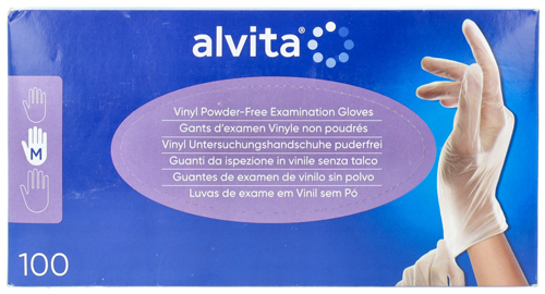 GUANTI DA ISPEZIONE ALVITA IN VINILE SENZA TALCO M 100 PEZZI - farmacia187.it