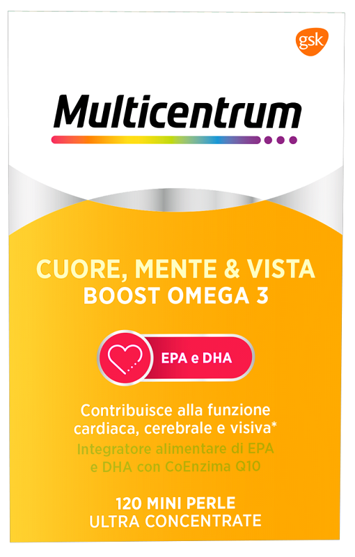 MULTICENTRUM CUORE MENTE E VISTA BOOST OMEGA 3 120 MINI PERLE - farmacia187.it