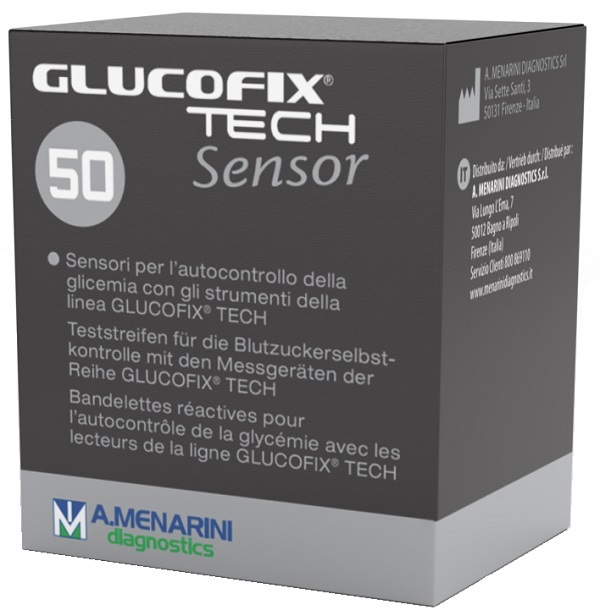 STRISCE MISURAZIONE GLICEMIA GLUCOFIX TECH SENSOR 50 PEZZI - farmacia187.it
