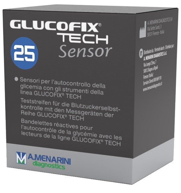 STRISCE MISURAZIONE GLICEMIA GLUCOFIX TECH SENSOR 25 PEZZI - farmacia187.it