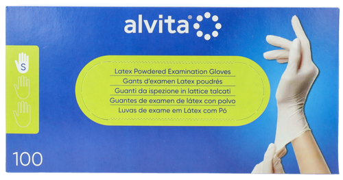 GUANTI DA ISPEZIONE ALVITA IN LATTICE TALCATI S 100 PEZZI - farmacia187.it