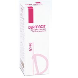 DERMACIT SPRAY FLACONE CILINDRICO IN PE BIANCO CON TASTO EROGATORE SPRAY IN PP BIANCO E CAPPUCCIO SALVATASTO TRASPARENTE,DISPOSITIVO MEDICO 1 PZ - farmacia187.it