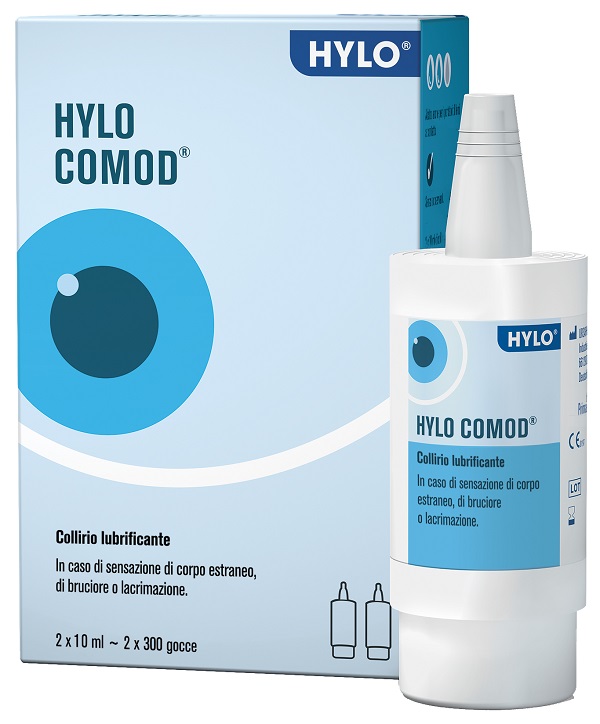 HYLO-COMOD GOCCE OCULARI IALURONATO DI SODIO 0,1% 2 FLACONC INI DA 10 ML - farmacia187.it