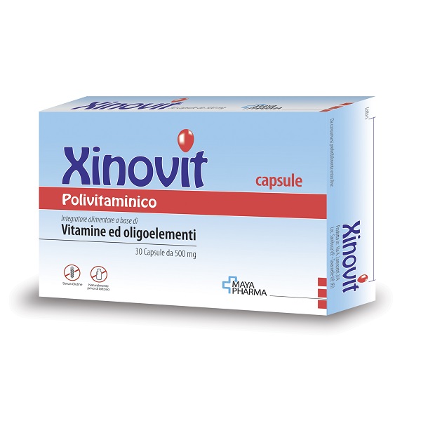 XINOVIT POLIVITAMINICO 30 CAPSULE DA 500 MG SENZA GLUTINE NATURALMENTE PRIVO DI LATTOSIO - farmacia187.it