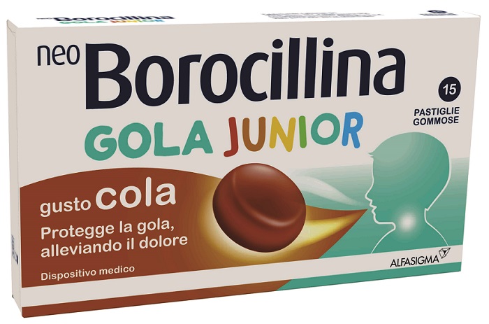 NEOBOROCILLINA GOLA JUNIOR 15 PASTIGLIE GUSTO COLA - farmacia187.it