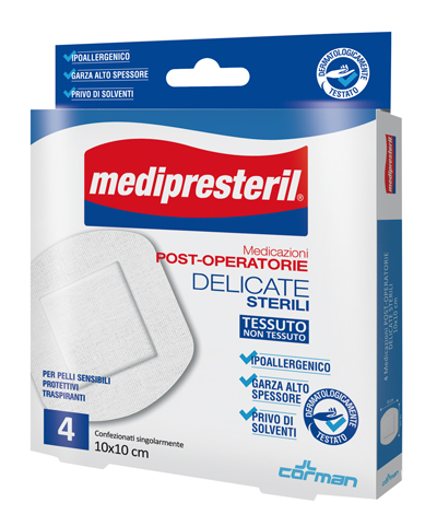 MEDICAZIONE POST OPERATORIA MEDIPRESTERIL DELICATA TNT 10X10CM 5 PEZZI - farmacia187.it