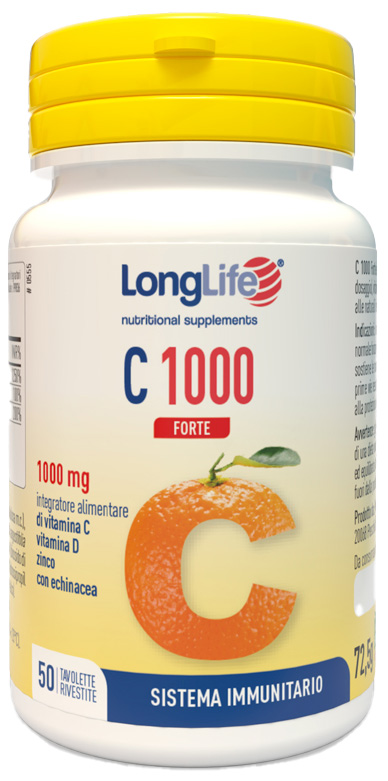 LONGLIFE C 1000 FORTE 50 TAVOLETTE RIVESTITE SENZA GLUTINE - farmacia187.it