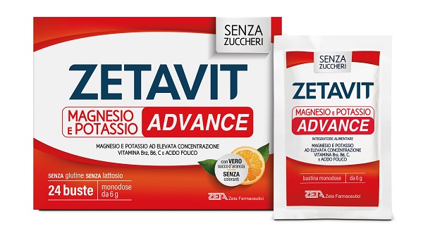 ZETAVIT MAGNESIO POTASSIO ADVANCE BUSTINE 24 BUSTE MONODOSE DA 6 G SENZA ZUCCHERI CON EDULCORANTI SENZA GLUTINE SENZA LATTOSIO - farmacia187.it