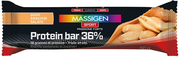 MASSIGEN SPORT PROTEIN BARRETTA 36% CARAMELLO SALATO 35 G - farmacia187.it