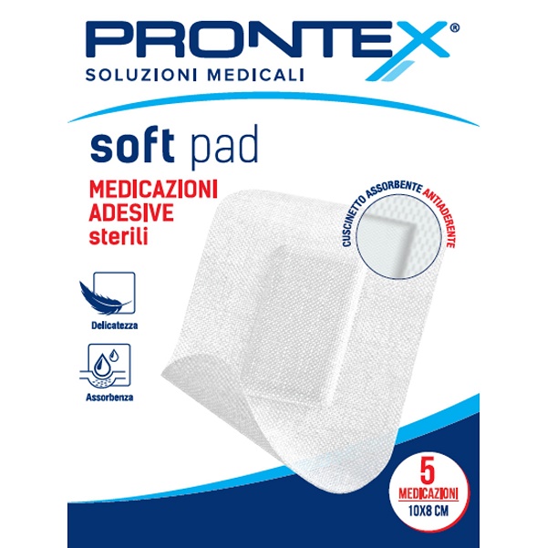 MEDICAZIONE ADESIVA STERILE PRONTEX SOFT PAD 10X8 CM 5 PEZZI - farmacia187.it