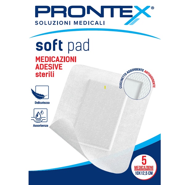 MEDICAZIONE ADESIVA STERILE PRONTEX SOFT PAD 10X12,5 CM 5 PEZZI - farmacia187.it