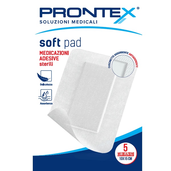 MEDICAZIONE ADESIVA STERILE PRONTEX SOFT PAD 10X15 CM 5 PEZZI - farmacia187.it
