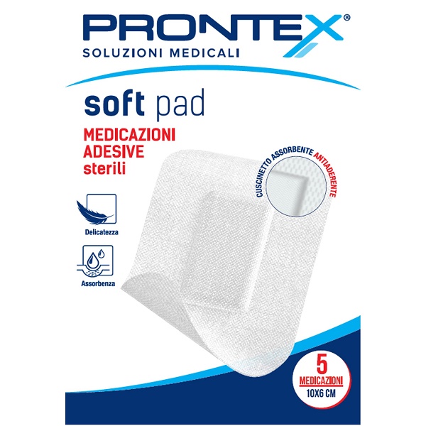 MEDICAZIONE ADESIVA STERILE PRONTEX SOFT PAD 10X6 CM 5 PEZZI - farmacia187.it