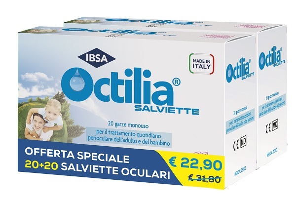 SALVIETTE PERIOCULARI OCTILIA BIPACK 20+20 GARZE MONOUSO - farmacia187.it