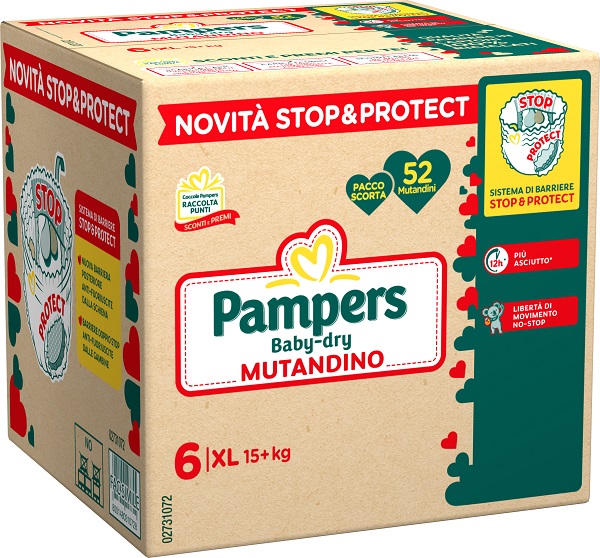 PAMPERS BABY DRY PANNOLINO MUTANDINA EXTRA LARGE QUADRI 52 PEZZI - farmacia187.it