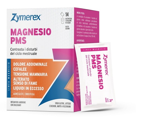 ZYMEREX MAGNESIO PMS 14 BUSTINE DA 3 G GUSTO AGRUMI CON EDULCORANTI SENZA ZUCCHERI SENZA GLUTINE SENZA LATTOSIO - farmacia187.it