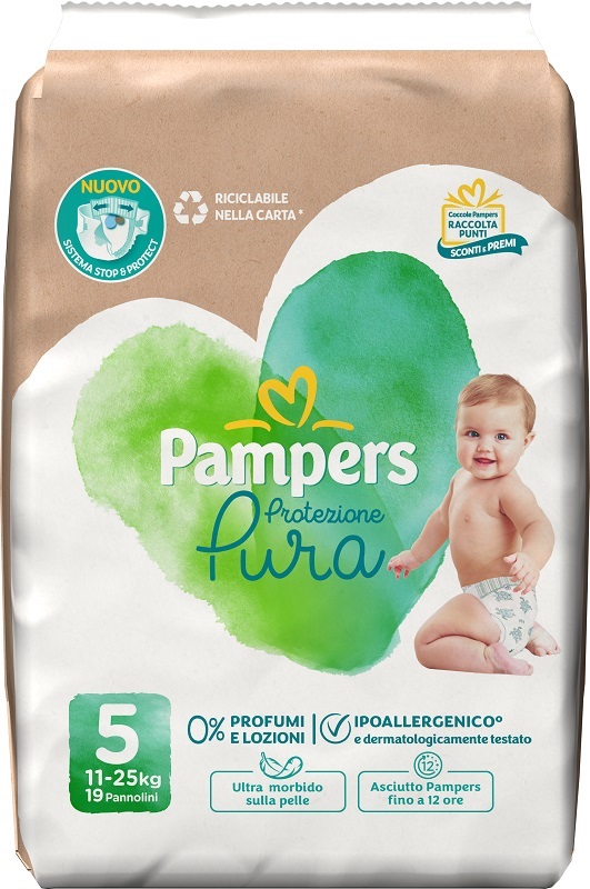PAMPERS PROTEZIONE PURA JUNIOR PANNOLINI 19 PEZZI - farmacia187.it