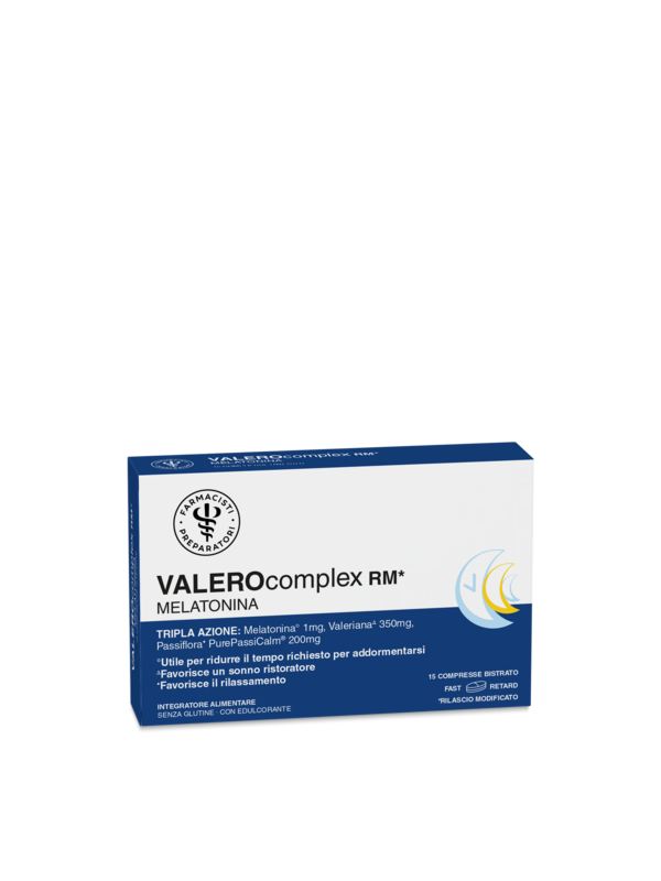 LFP VALEROCOMPLEX RM MELATONINA 15 COMPRESSE BISTRATO RIVESTITE CON EDULCORANTE SENZA GLUTINE - farmacia187.it