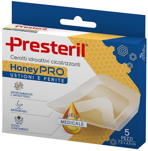 CEROTTO IDROATTIVO CICATRIZZANTE PRESTERIL HONEYPRO 5X7 CM 5 PEZZI - farmacia187.it