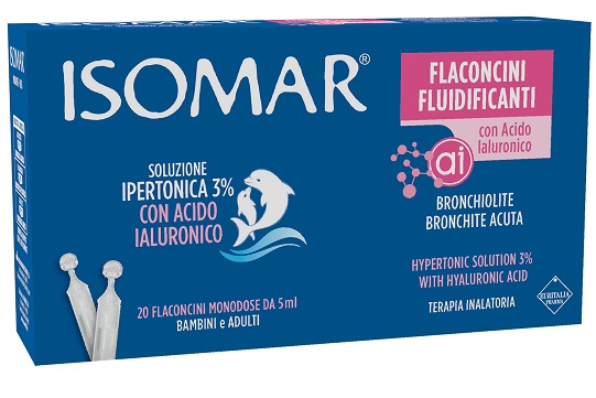 ISOMAR FLACONCINI FLUIDIFICANTI SOLUZIONE IPERTONICA 30%+ACIDO IALURONICO 20 FLACONCINI DA 5 ML - farmacia187.it