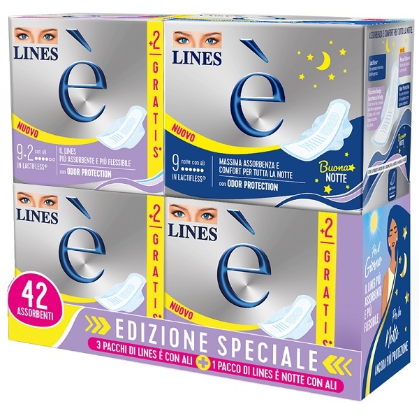LINES E' 3 CARRY PACK ALI X 33 PEZZI + 1 CARRY PACK NOTTE X 9 PEZZI - farmacia187.it