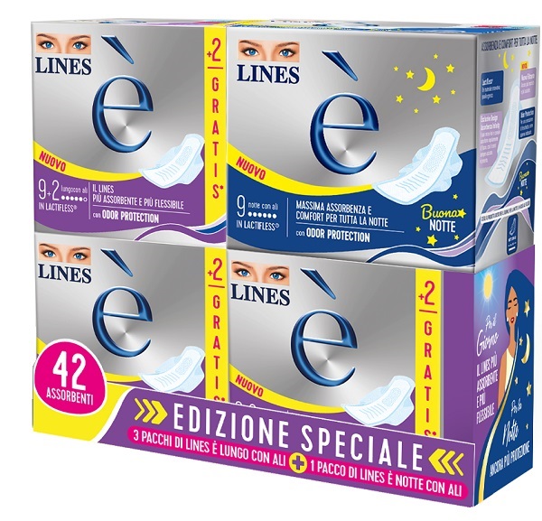 LINES E' 3 CARRY PACK LUNGO X 33 PEZZI + 1 CARRY PACK NOTTE 9 PEZZI - farmacia187.it