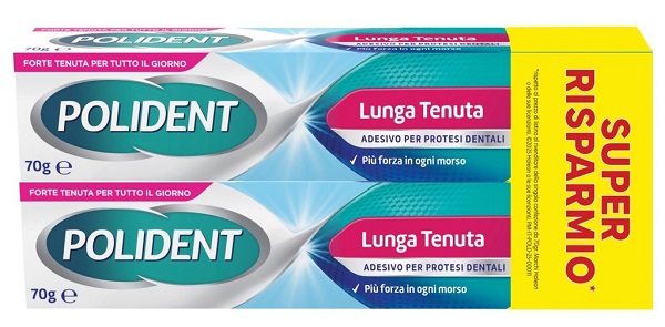 ADESIVO PROTESI DENTALI POLIDENT LUNGA TENUTA 2 TUBETTI X 70 G - farmacia187.it
