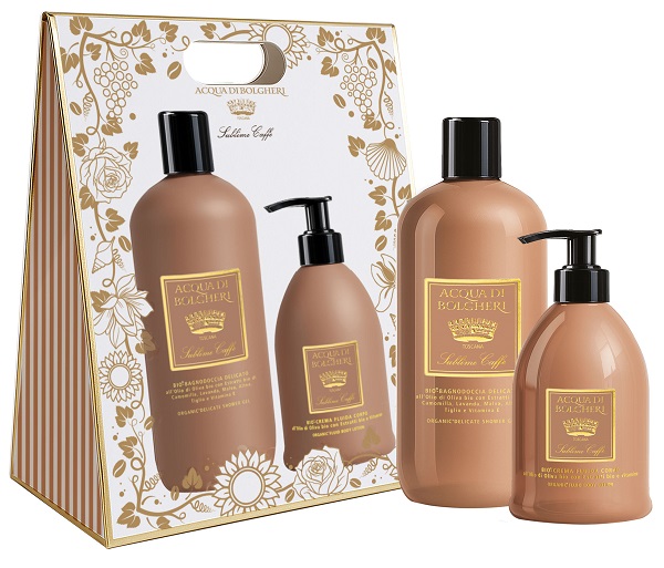 SUBLIME CAFFE COFANETTO BAG BIO BAGNODOCCIA DELICATO ALL'OLIO DI OLIVA BIO + BIO CREMA FLUIDA CORPO ALL'OLIO DI OLIVA BIO - farmacia187.it