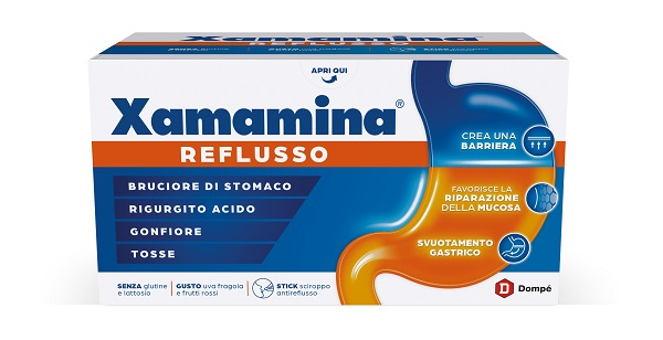 XAMAMINA REFLUSSO 25 STICK DA 20 ML GUSTO UVA FRAGOLA E FRUTTI ROSSI SENZA GLUTINE SENZA LATTOSIO - farmacia187.it