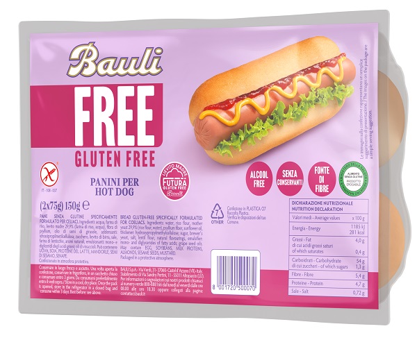 BAULI FREE PANINI HOT DOG 2 PEZZI DA 75 G - farmacia187.it